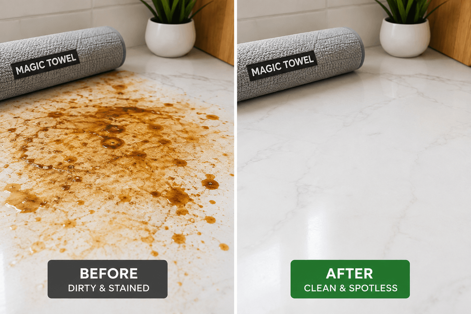 Magic Towel Before and After Cleaning
